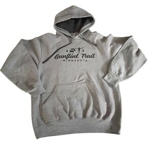 Fruit of the Loom Gunflint Trail Minnesota Gray Striped Graphic Hoodie Mens M
